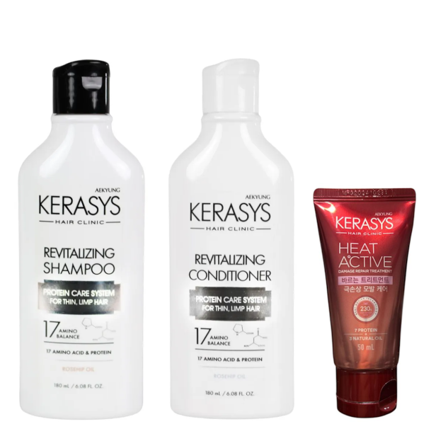 Kerasys – Revitalizing Rosehip Oil Duo (Sh + Cd 180ml) + Mini Leave-In Heat Active Damage Repair 50ml
