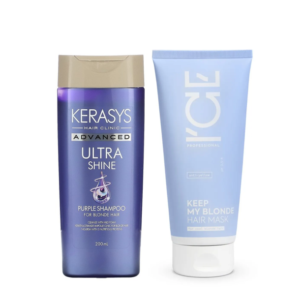 Kerasys & I’ce – Duo Loiras – Advanced Ultra Shine – Purple Shampoo 200ml + Keep My Blonde Máscara 200ml